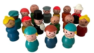16 pc. Wooden Fisher Price Little People Ringmaster Red Hat Fireman Engineer - Picture 1 of 8