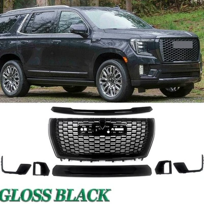 For 2021-2023 GMC Yukon/XL Denali Front Grille Hood Trim Molding Gloss Set 7pcs - Изображение 1 из 4
