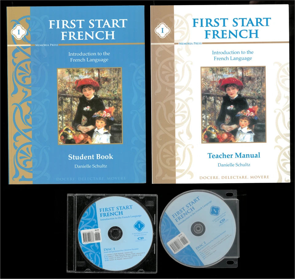 Memoria Press FIRST START FRENCH Bundle Student Teacher Audio CDs CLEAN - Image 1 of 2