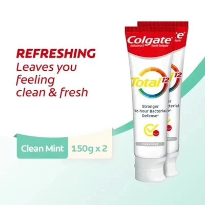 Pack of 2 COLGATE Total Clean Mint Toothpaste 150g Free Shipping World Wide - Image 1 of 4