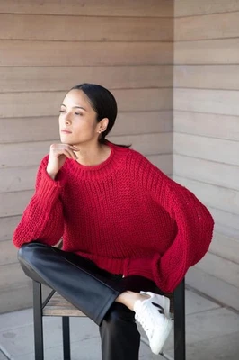 NWT Marcella NYC Women Audrey Red Chunky Knit Oversized Sweater Size 3X XXXL - Image 1 of 4