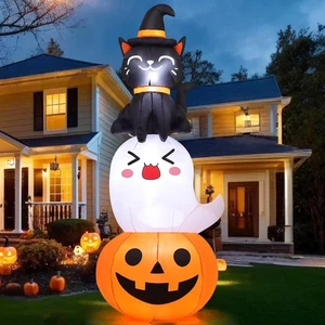 Combo inflables de Halloween de 6 pies calabaza fantasma gato decoraciones al aire libre explotan Y - Imagen 1 de 6