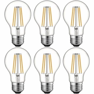 6x Luxrite A19 LED Dimmable Clear Edison Light Bulb 60W 2700K 800lm E26 Base - Picture 1 of 7
