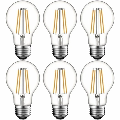 6x Luxrite A19 LED Dimmable Clear Edison Light Bulb 60W 2700K 800lm E26 Base - Image 1 of 4