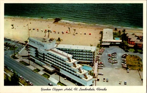 Postal de colección Yankee Clipper Hotel playa vista aérea Ft. Lauderdale Florida - Imagen 1 de 2