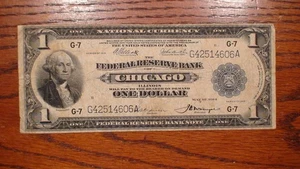 1918 ONE DOLLAR CHICAGO DISTRICT GREEN EAGLE FEDERAL RESERVE NOTE $1 BILL! - Picture 1 of 4
