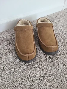 Men's Brown Leather Edmonton Slippers (size 10) - Picture 1 of 7