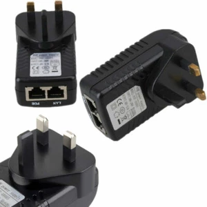 UK Stecker POE Injektor Netzteil über Ethernet Adapter Gerät DC 48 V 0,5A Neu - Bild 1 von 4