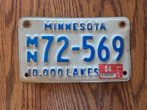 1984 Minnesota Motorcycle License Plate - Embossed Numbers - Picture 1 of 3