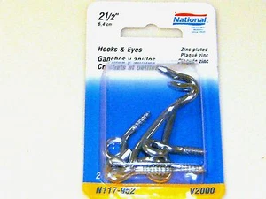National Mfg. N117-952 HOOKS & EYES (Haken und Ösen) 2-1/2" Stahl verzinkt - Bild 1 von 1