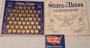 USA States Of The Union 50 State Solid Bronze Collectors Coin Set 1969 Complete - Bild 1 von 7