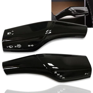 Gloss Black Interior Steering Wiper Shift Paddle Cover Fits 17-22 Model 3 Y - Picture 1 of 5