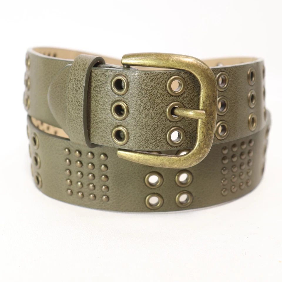 Пояс Dickies женский маленький армейский зеленый с заклепками люверсы латунный тон - Изображение 1 из 4