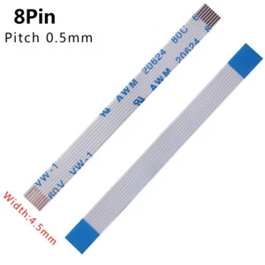 Pitch 0.5mm 8-Pin FFC/FPC Flexible Flat Cable AWM 20624 80C 60V VW-1 50mm-3000mm - Picture 1 of 5