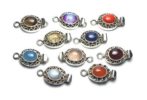 925 Sterling Silver Stone 26mm Box Clasp CHOOSE STONE /BX1 - Picture 1 of 11