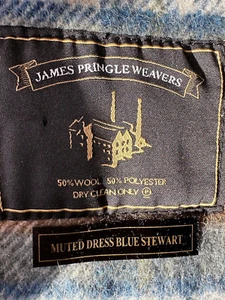 JAMES PRINGLE WEAVERS Muted Dress Blue Stewart wool blend blanket - Picture 1 of 3