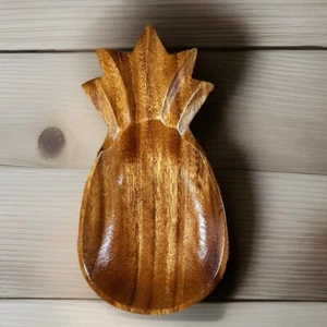 PINEAPPLE Tray Handcarved Teakwood Trinket Candy Dish Thailand GORG. FINISH - Picture 1 of 7