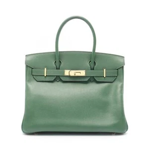 HERMES Birkin 30 Handtasche F Courchevel Leder Grün Gebraucht GHW - Bild 1 von 12