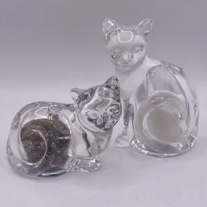 BEAUTIFUL LENOX GLASS CRYSTAL CAT SALT AND PEPPER SHAKERS - Picture 1 of 9
