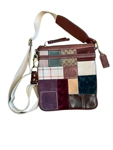 Vtg Coach Crossbody Bag Holiday Edition #G0773-40929 Patchwork Signature Suede - Picture 1 of 8