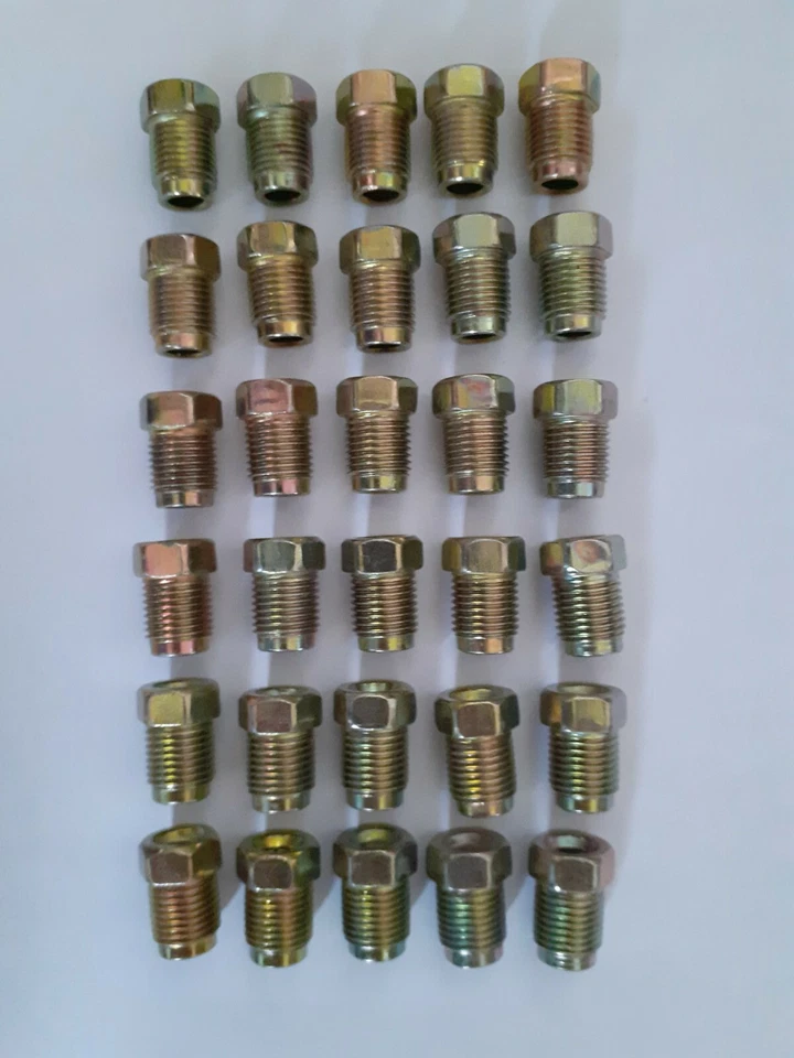 M10 x 1mm Short Shoulder Metric Brake Pipe Fittings Unions 3/16" Pipe x30 - Image 1 of 1