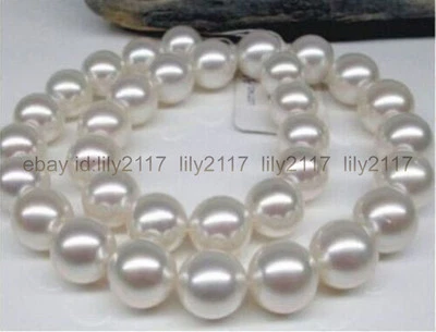 ENORME COLLAR DE PERLAS BLANCAS MAR SUR REDONDO PERFECTO AAA NATURAL 11-12MM 18" 14K Foto 1 de 4