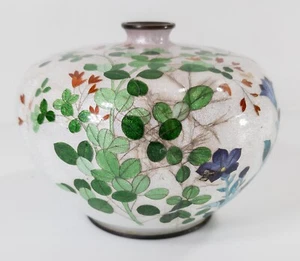 Antique Japanese Ginbari Cloisonne Enamel Vase with Flowers by Ito - Picture 1 of 12