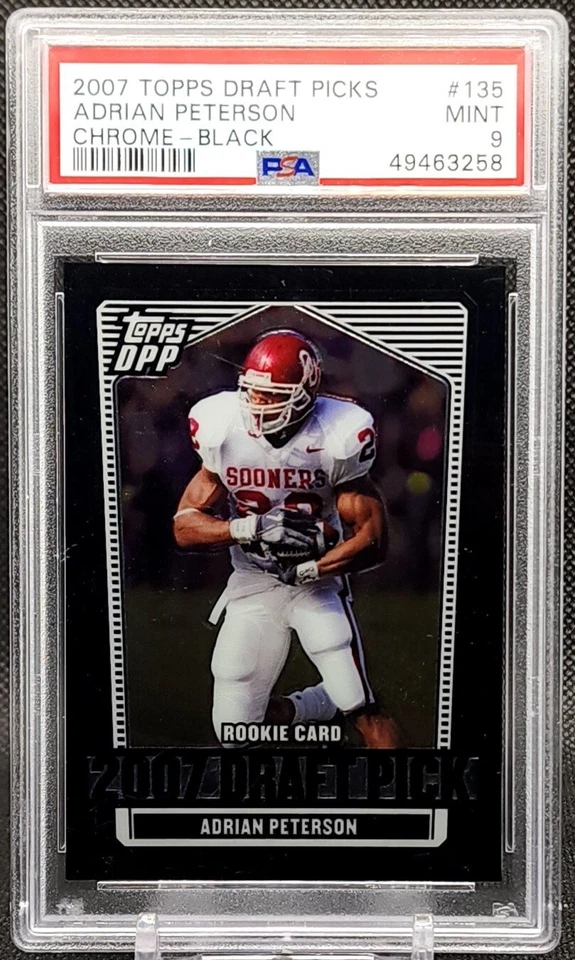 ADRIAN PETERSON ROOKIE! TOPPS DRAFT PICKS CHROME BLACK #135 PSA 9 POP 37! - Image 1 of 1