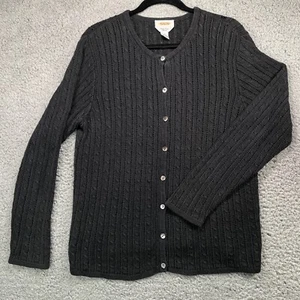 Talbots Cardigan Sweater Top Womens Medium Button Up Irish Linen Blend Cotton - Picture 1 of 10