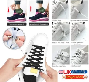 No Tie Elastic Shoe Laces Adult Kids Trainer Lace Lazy Easy No-tie Shoelaces UK - Picture 1 of 25