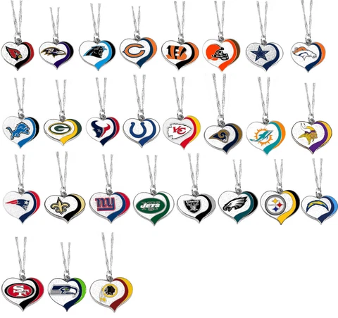 glitter heart necklace swirl charm NFL Pick your team Cover
