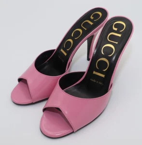 Authentic GUCCI Leather Heeled Sandals Women's Size 36 US 6 593389 Pink × Black - Picture 1 of 12