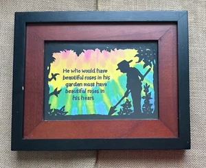 Faithful Gardener Rainbow Scherenschnitte Framed Art Inspirational Cottage Core - Picture 1 of 5
