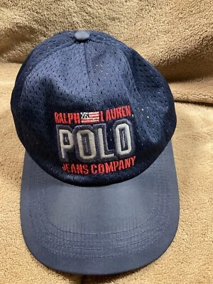 De colección Años 90 Ralph Lauren Polo Gorra Deportiva Sombrero Bandera Americana Malla Spellout Foto 1 de 4