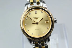 LONGINES Flagship L4.274.3 Date Gold Dial 26mm Automatic Ladies Watch From JAPAN - Picture 1 of 13