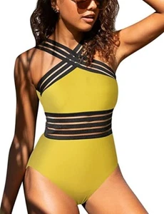 NWT Hilor Women's One Piece Front Crossover Swimsuit-Size 8-10L - Picture 1 of 6