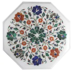 12'' Marble Table semi precious stones Inlay handmade home Decor - Picture 1 of 5