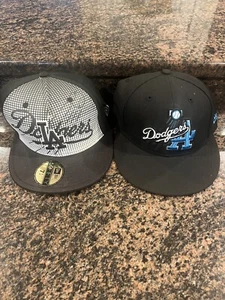Lot Of 2 Los Angeles LA Dodgers New Era Fitted Caps Hats 7 1/4 59fifty Champs - Picture 1 of 8