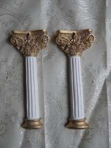 White & Gold 1 / 12th Scale Ornate Style Wall Pillars - Picture 1 of 1