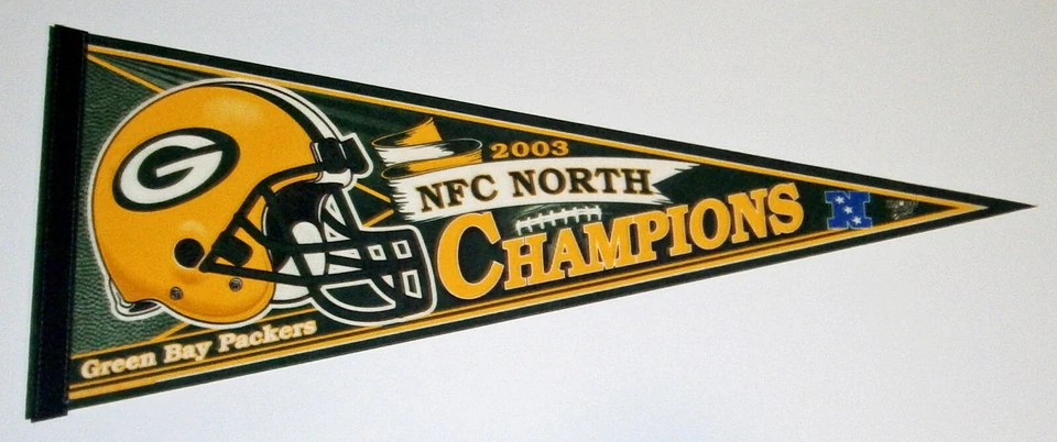 Banderín Green Bay Packers NFC North Champs 2003 Brett Favre Ahman Green Foto 1 de 1