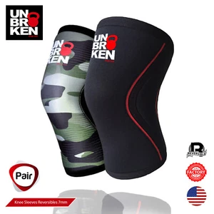 KNEE SLEEVES - Crossfit Weightlifting Kneecap Reversible 7mm - Unbrokenshop -. - Picture 1 of 5