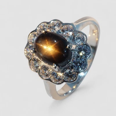 925 Sterling Silver Thailand Black Star Sapphire 1.50Ct Handmade Jewelry Rings - Image 1 of 4