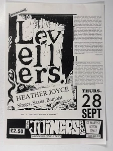 The Levellers Flyer Original Band Promotion The Joiners Arms Sept 28th 1988 - Picture 1 of 12