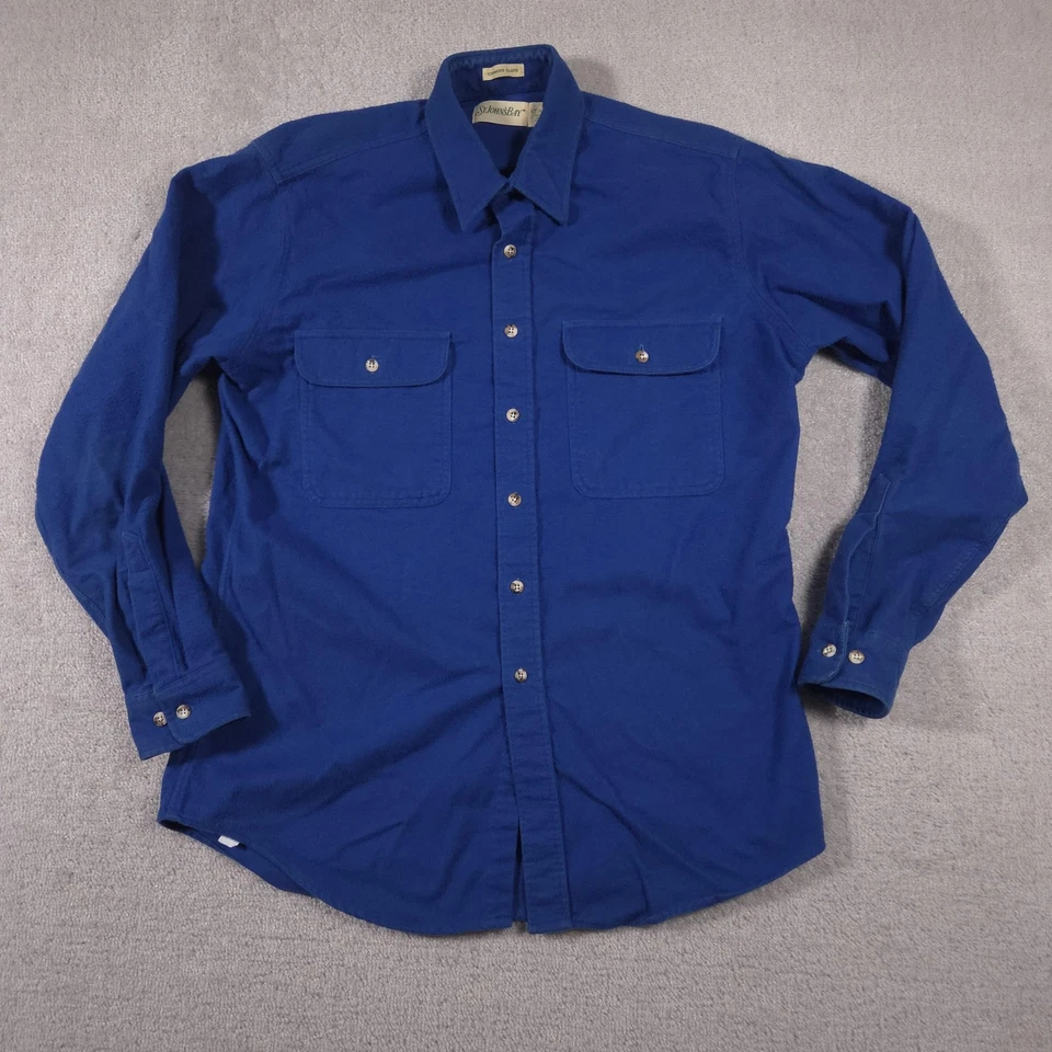 St Johns Bay Shirt Mens Large Tall Blue Chamois Cloth Flannel Button Down Casual - Image 1 of 4