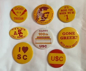 8 Pieces USC Trojans Football Vintage Pinback Button Collection - Picture 1 of 3