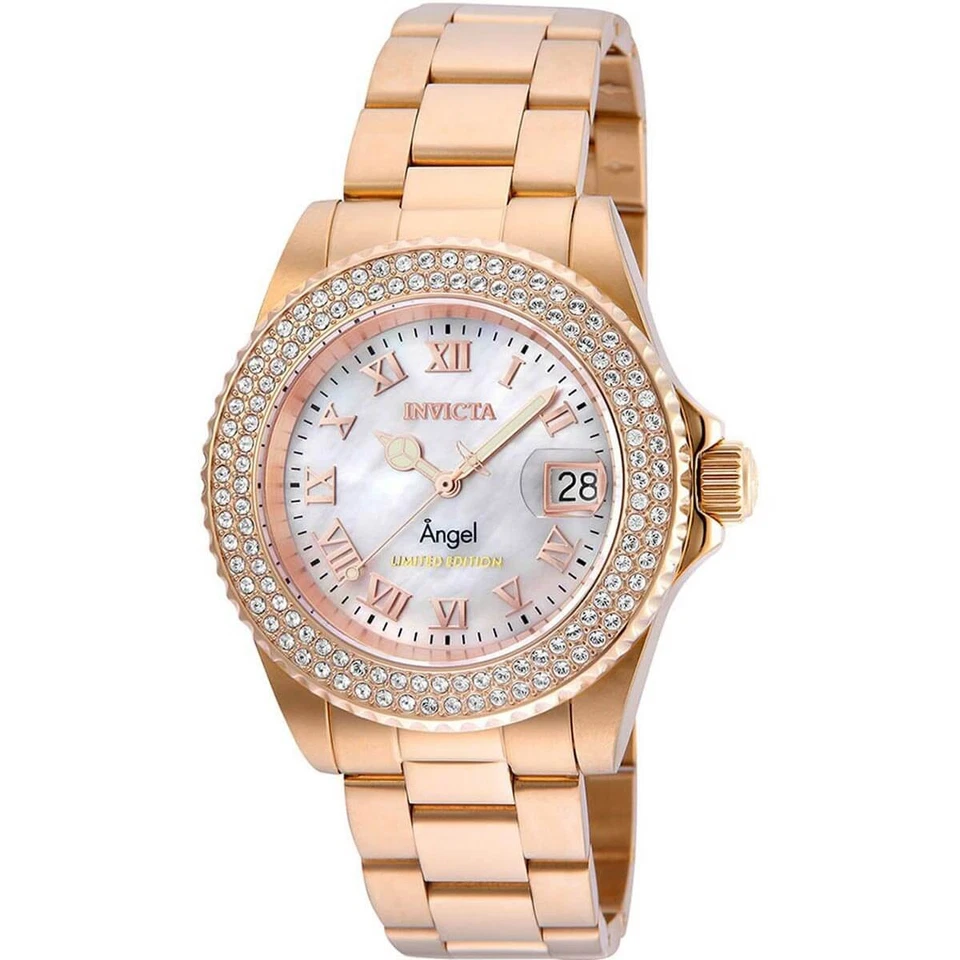 Invicta Women's Angel Quartz 200m Stainless Steel Rose Gold Tone Watch 24615