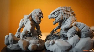 Chibi King Kong vs. Godzilla | 4-Inch  Resin Model Kit | DIY Chibi Kaiju Face-Of - Picture 1 of 9