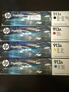 Lot Cartouches HP PageWide 352dw 377dw 913A L0R95AE F6T77AE F6T78AE F6T79AE - Photo 1/2