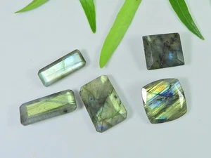 8X19-16X16MM Natural Labradorite Checker Cut Octagon Gemstone 5 Pcs Lot F810 - Picture 1 of 9