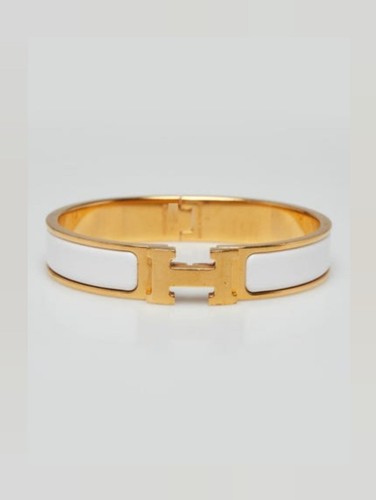 HERMÈS Bracciale Hermes Smalto Bianco Placcato Oro Clic H Stretto PM Metallo